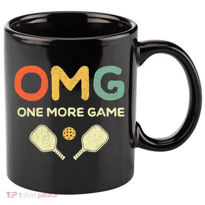 One More Game OMG Retro Funny Pickleball Lover Pickle Ball 11oz C Handle Ceramic Mug