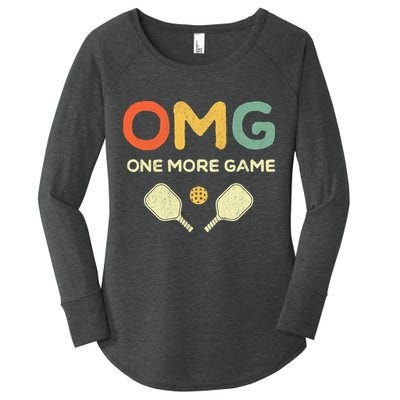 One More Game OMG Retro Funny Pickleball Lover Pickle Ball Women's Perfect Tri Tunic Long Sleeve Shirt