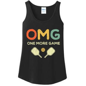 One More Game OMG Retro Funny Pickleball Lover Pickle Ball Ladies Essential Tank