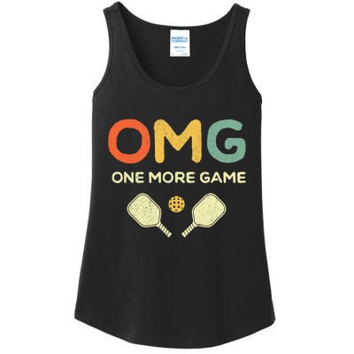 One More Game OMG Retro Funny Pickleball Lover Pickle Ball Ladies Essential Tank