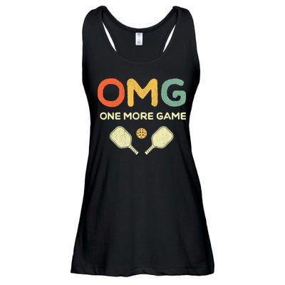 One More Game OMG Retro Funny Pickleball Lover Pickle Ball Ladies Essential Flowy Tank