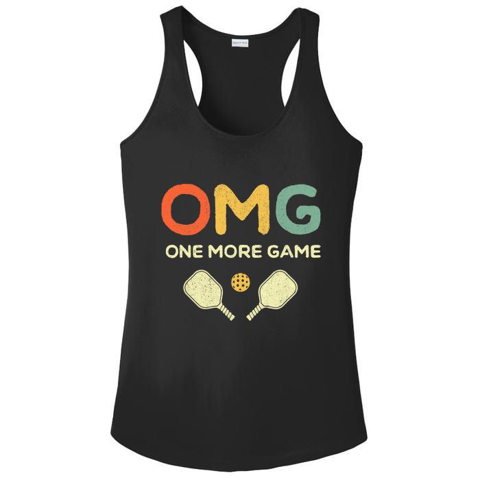 One More Game OMG Retro Funny Pickleball Lover Pickle Ball Ladies PosiCharge Competitor Racerback Tank