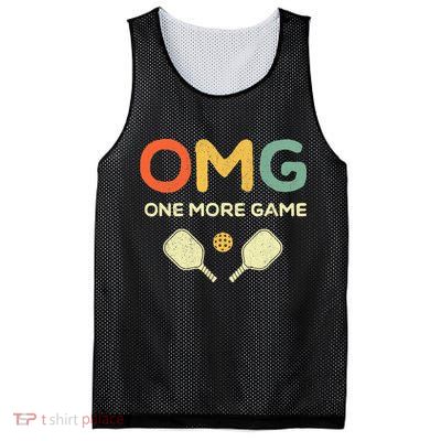 One More Game OMG Retro Funny Pickleball Lover Pickle Ball Mesh Reversible Basketball Jersey Tank