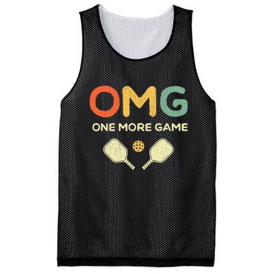 One More Game OMG Retro Funny Pickleball Lover Pickle Ball Mesh Reversible Basketball Jersey Tank