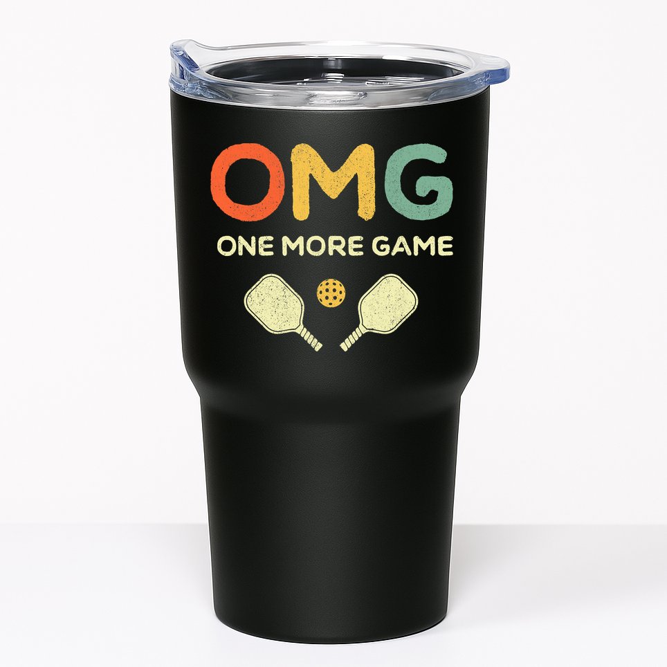 One More Game OMG Retro Funny Pickleball Lover Pickle Ball Tumbler
