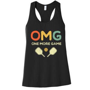 One More Game OMG Retro Funny Pickleball Lover Pickle Ball Women's Racerback Tank