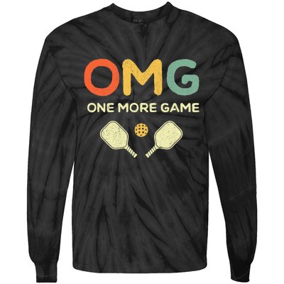 One More Game OMG Retro Funny Pickleball Lover Pickle Ball Tie-Dye Long Sleeve Shirt