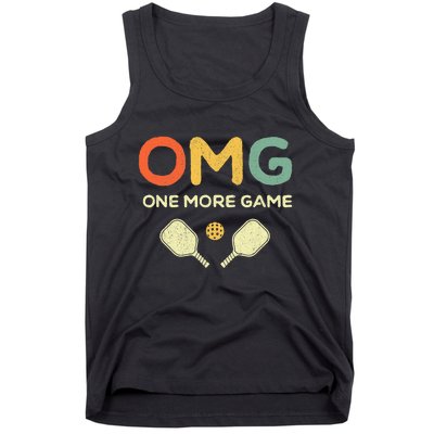 One More Game OMG Retro Funny Pickleball Lover Pickle Ball Tank Top