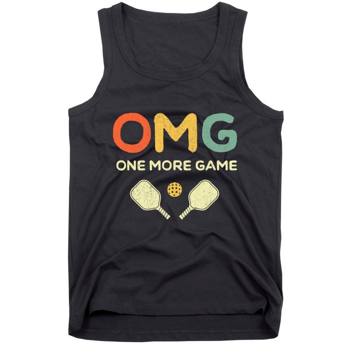 One More Game OMG Retro Funny Pickleball Lover Pickle Ball Tank Top