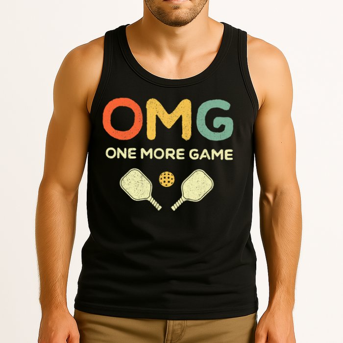 One More Game OMG Retro Funny Pickleball Lover Pickle Ball Tank Top