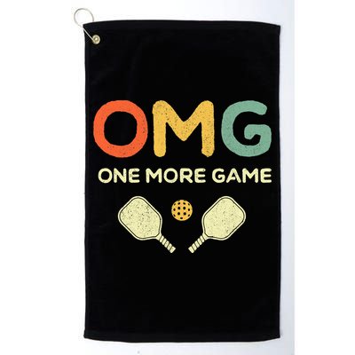 One More Game OMG Retro Funny Pickleball Lover Pickle Ball Golf Towel