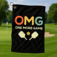 One More Game OMG Retro Funny Pickleball Lover Pickle Ball Golf Towel