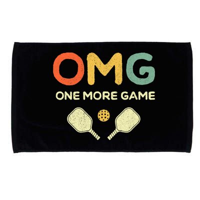 One More Game OMG Retro Funny Pickleball Lover Pickle Ball Microfiber Hand Towel