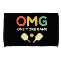 One More Game OMG Retro Funny Pickleball Lover Pickle Ball Microfiber Hand Towel