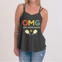 One More Game OMG Retro Funny Pickleball Lover Pickle Ball Women's Strappy Tank