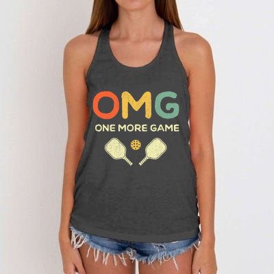 One More Game OMG Retro Funny Pickleball Lover Pickle Ball Women's Knotted Racerback Tank