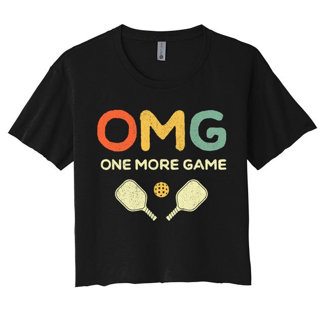 One More Game OMG Retro Funny Pickleball Lover Pickle Ball Crop Top