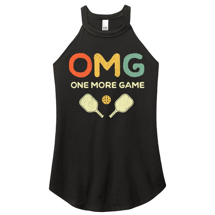 One More Game OMG Retro Funny Pickleball Lover Pickle Ball Women's Perfect Tri Rocker Tank