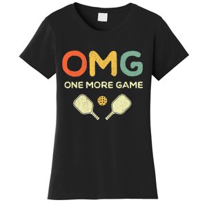 One More Game OMG Retro Funny Pickleball Lover Pickle Ball Women's T-Shirt