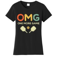 One More Game OMG Retro Funny Pickleball Lover Pickle Ball Women's T-Shirt