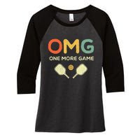 One More Game OMG Retro Funny Pickleball Lover Pickle Ball Women's Tri-Blend 3/4-Sleeve Raglan Shirt