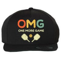 One More Game OMG Retro Funny Pickleball Lover Pickle Ball Wool Snapback Cap