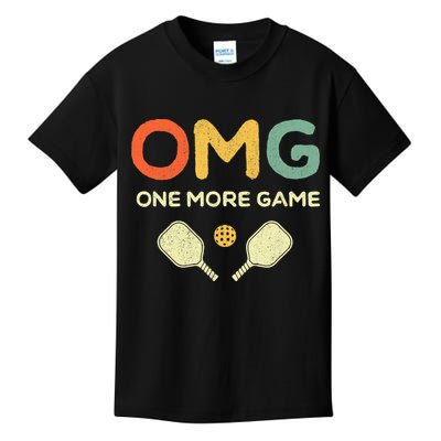 One More Game OMG Retro Funny Pickleball Lover Pickle Ball Kids T-Shirt