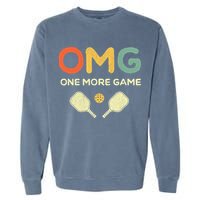 One More Game OMG Retro Funny Pickleball Lover Pickle Ball Garment-Dyed Sweatshirt