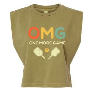 One More Game OMG Retro Funny Pickleball Lover Pickle Ball Garment-Dyed Women's Muscle Tee