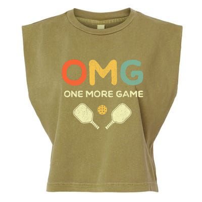 One More Game OMG Retro Funny Pickleball Lover Pickle Ball Garment-Dyed Women's Muscle Tee