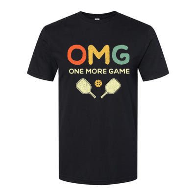 One More Game OMG Retro Funny Pickleball Lover Pickle Ball Softstyle CVC T-Shirt