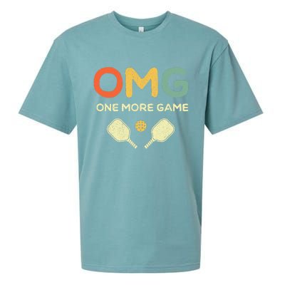 One More Game OMG Retro Funny Pickleball Lover Pickle Ball Sueded Cloud Jersey T-Shirt