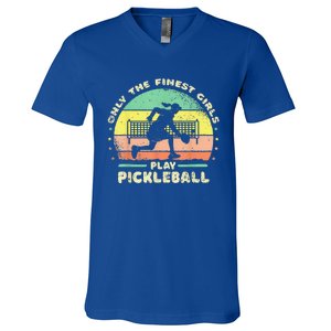 One More Game OMG Retro Funny Pickleball Lover V-Neck T-Shirt