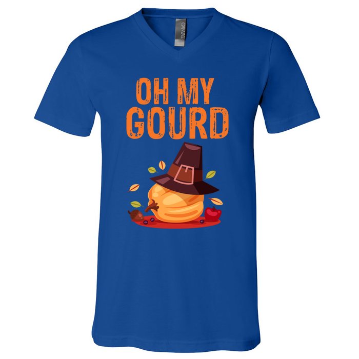 Oh My Gourd Funny Thanksgiving Gift Funny Gift V-Neck T-Shirt