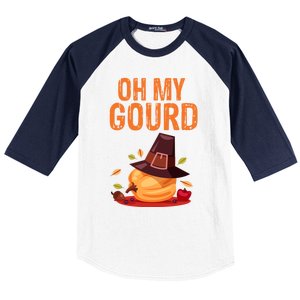 Oh My Gourd Funny Thanksgiving Gift Funny Gift Baseball Sleeve Shirt