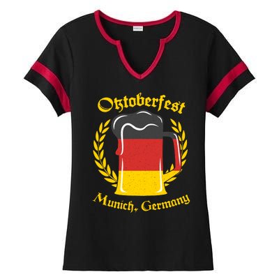 Oktoberfest Munich Germany Flag Mug Ladies Halftime Notch Neck Tee