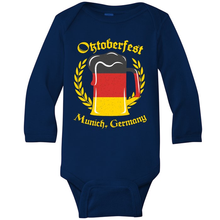 Oktoberfest Munich Germany Flag Mug Baby Long Sleeve Bodysuit