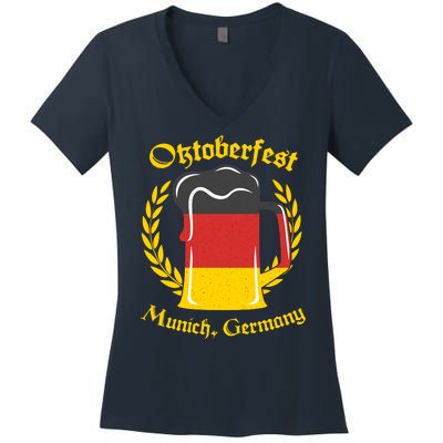 Oktoberfest Munich Germany Flag Mug Women's V-Neck T-Shirt