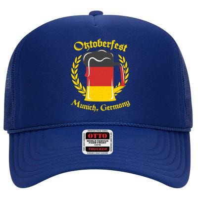 Oktoberfest Munich Germany Flag Mug High Crown Mesh Back Trucker Hat