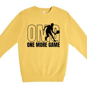 One More Game Omg Retro Funny Pickleball Lover Pickle Ball Premium Crewneck Sweatshirt