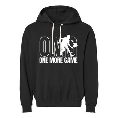 One More Game Omg Retro Funny Pickleball Lover Pickle Ball Garment-Dyed Fleece Hoodie