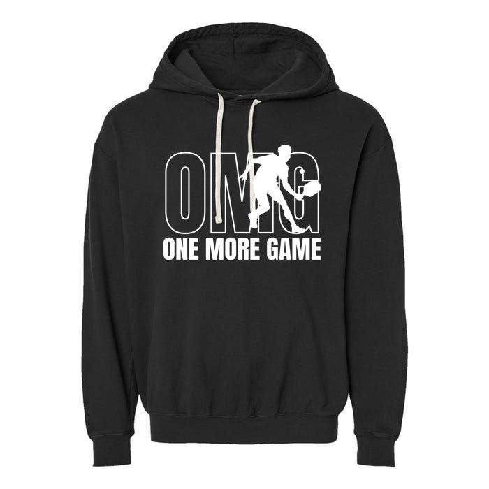 One More Game Omg Retro Funny Pickleball Lover Pickle Ball Garment-Dyed Fleece Hoodie