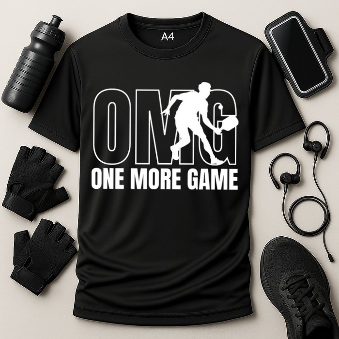 One More Game Omg Retro Funny Pickleball Lover Pickle Ball Performance Shirt