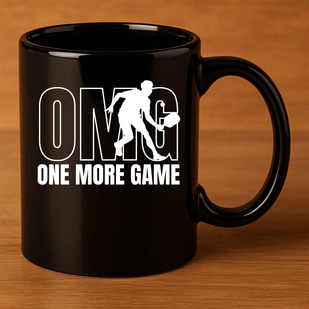 One More Game Omg Retro Funny Pickleball Lover Pickle Ball 11oz C Handle Ceramic Mug