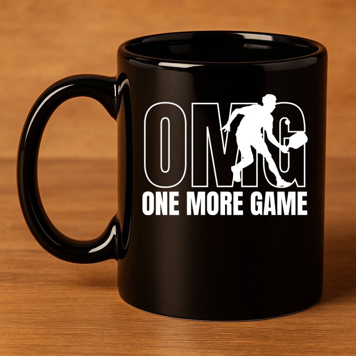 One More Game Omg Retro Funny Pickleball Lover Pickle Ball 11oz C Handle Ceramic Mug