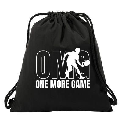 One More Game Omg Retro Funny Pickleball Lover Pickle Ball Drawstring Bag