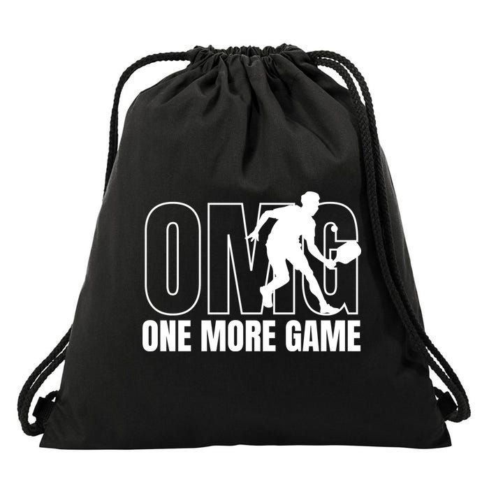One More Game Omg Retro Funny Pickleball Lover Pickle Ball Drawstring Bag