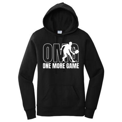 One More Game Omg Retro Funny Pickleball Lover Pickle Ball Women's Pullover Hoodie