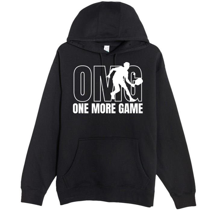 One More Game Omg Retro Funny Pickleball Lover Pickle Ball Premium Pullover Hoodie