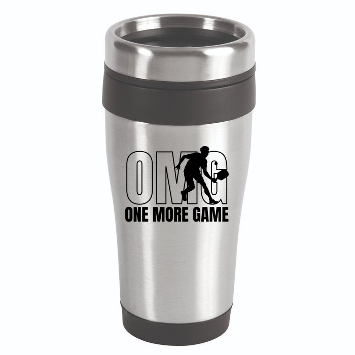 One More Game Omg Retro Funny Pickleball Lover Pickle Ball 16oz Travel Tumbler